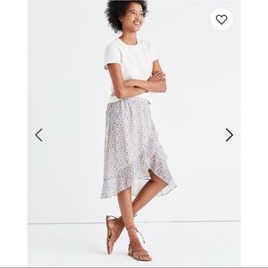 Madewell Ruffle-Wrap Midi Skirt in Shadowpetal